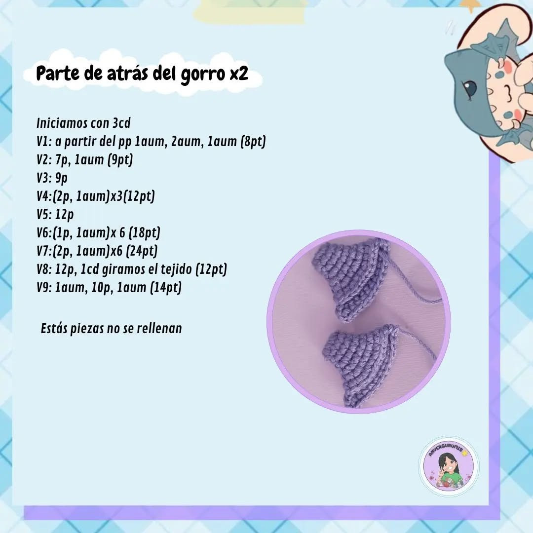 Patrón gratuito amigurumi: Cachorro tiburón de ojos azules