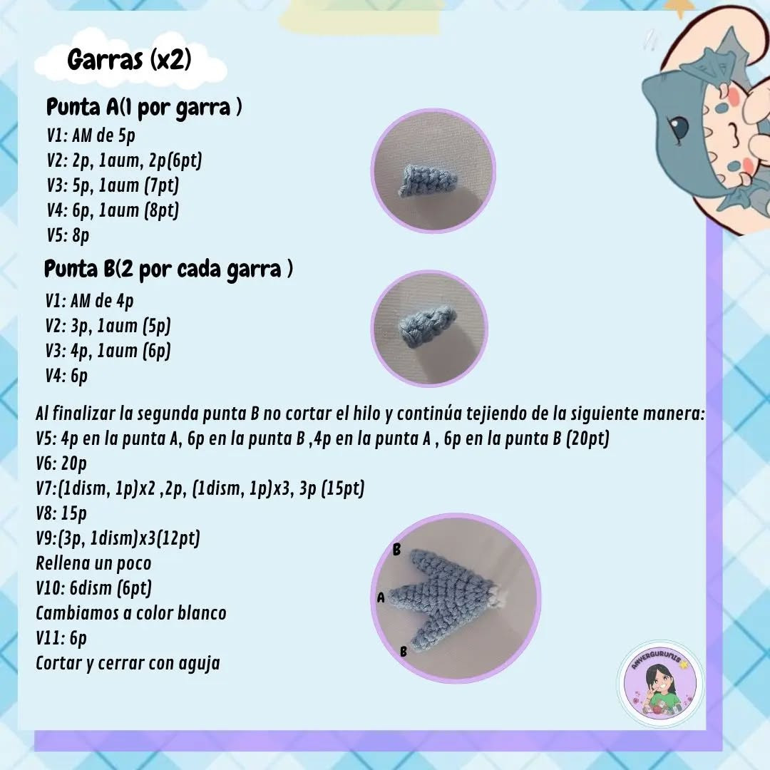 Patrón gratuito amigurumi: Cachorro tiburón de ojos azules