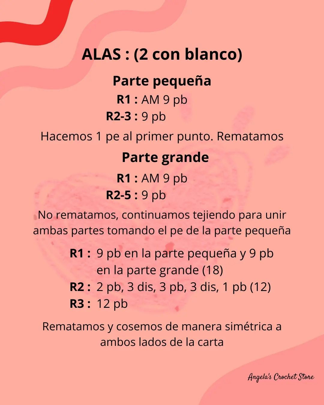 Patrón gratuito: Amigurumi carta con alas "Te amo"