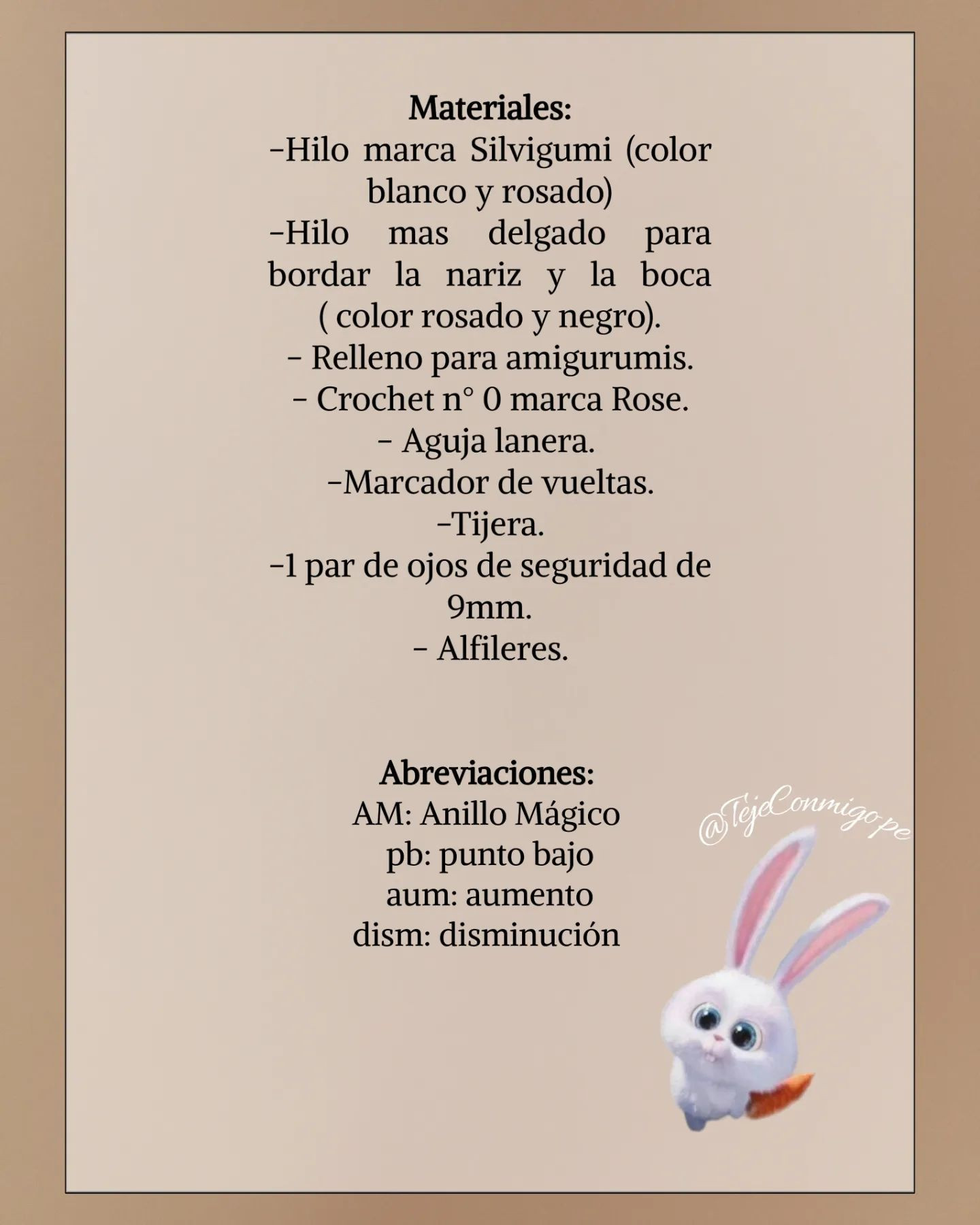 Patrón gratuito amigurumi conejito: Bola de nieve