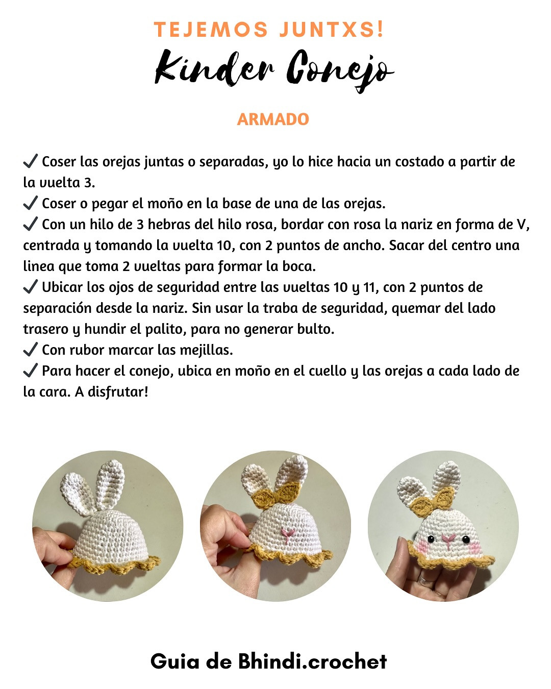 Patrón gratuito: Amigurumi conejito, oveja y pollito Kinder