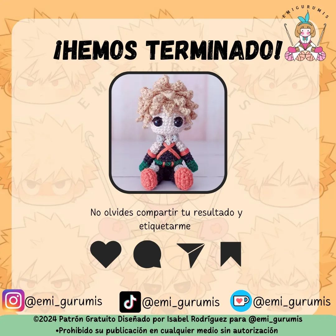 Patrón Gratuito Amigurumi Katsuki Bakugo