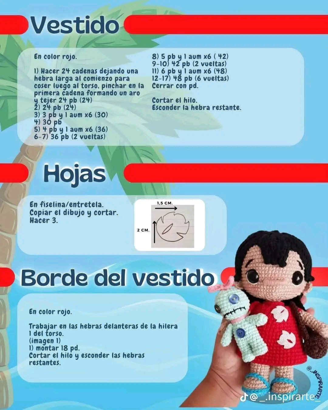 Patrón gratuito amigurumi Lilo y Stitch