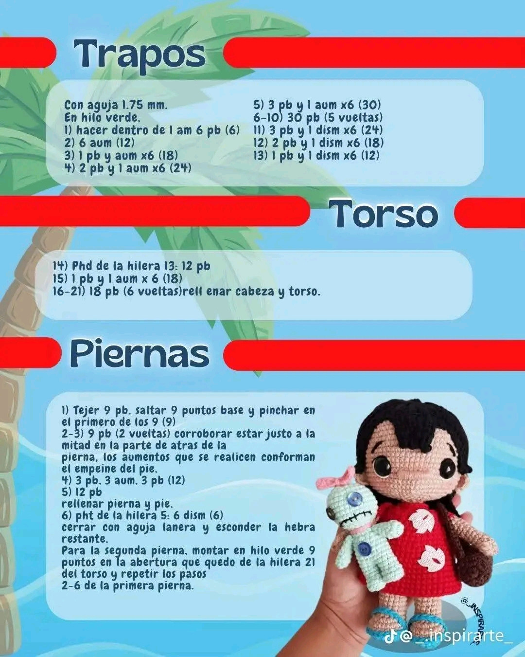 Patrón gratuito amigurumi Lilo y Stitch