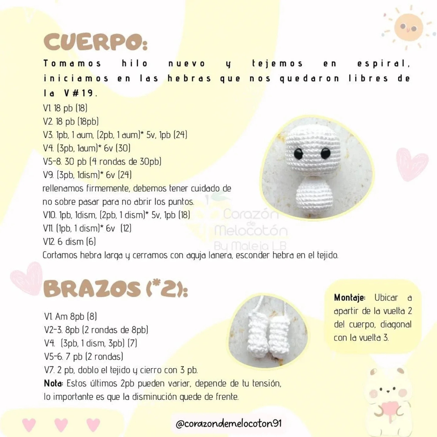 Patrón gratuito amigurumi: Osito con flor.