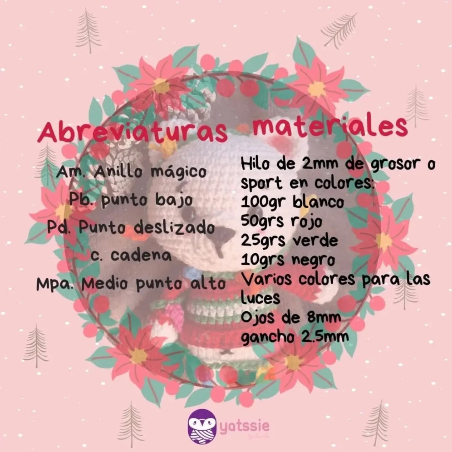 Patrón gratuito amigurumi oso navideño