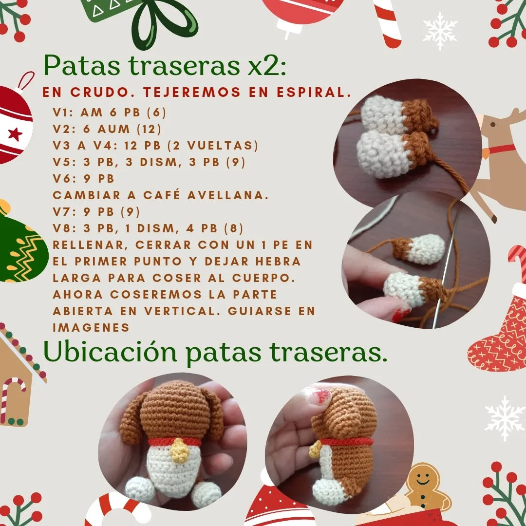 Patrón Gratuito amigurumi perrito navideño