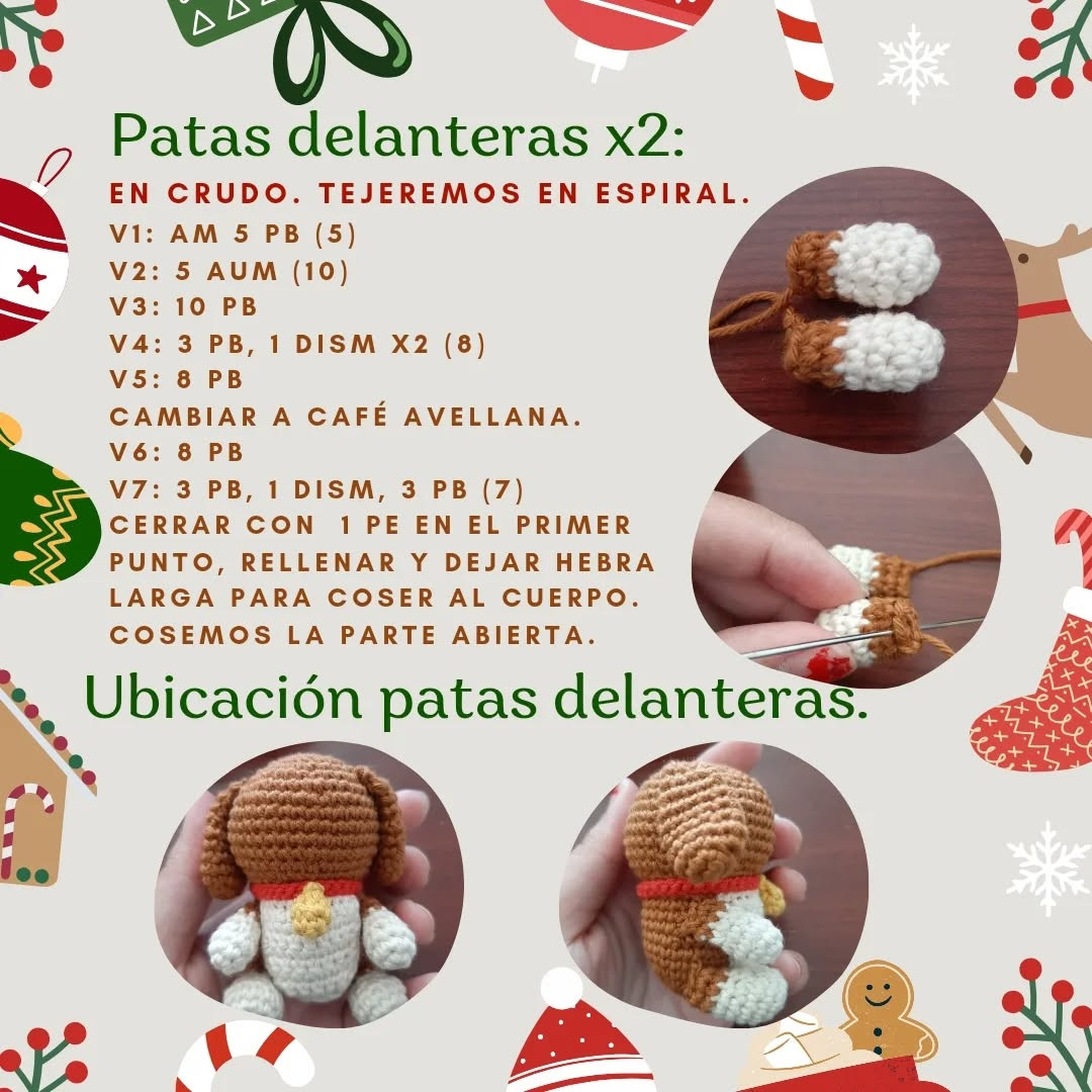 Patrón Gratuito amigurumi perrito navideño
