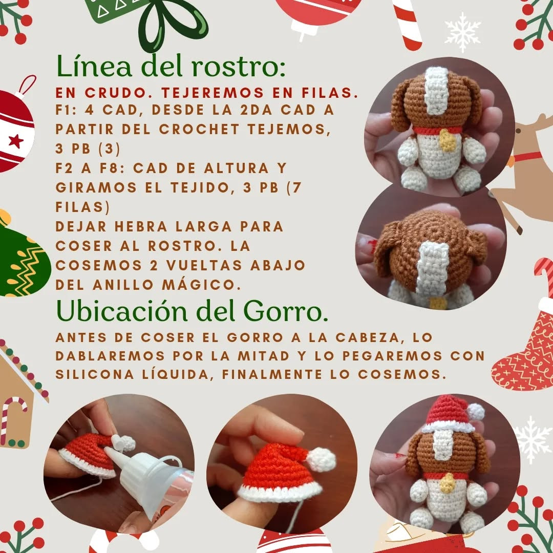 Patrón Gratuito amigurumi perrito navideño