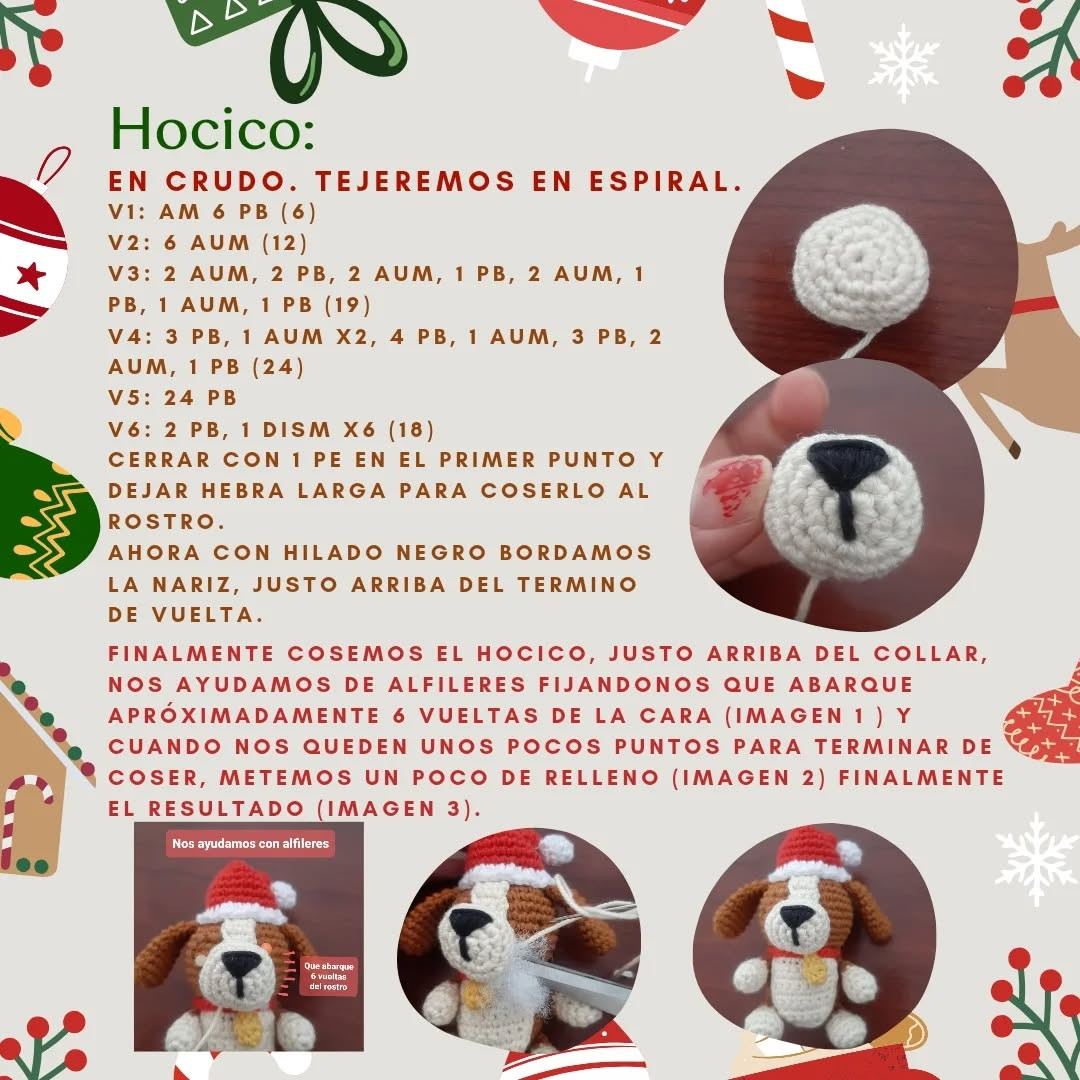 Patrón Gratuito amigurumi perrito navideño