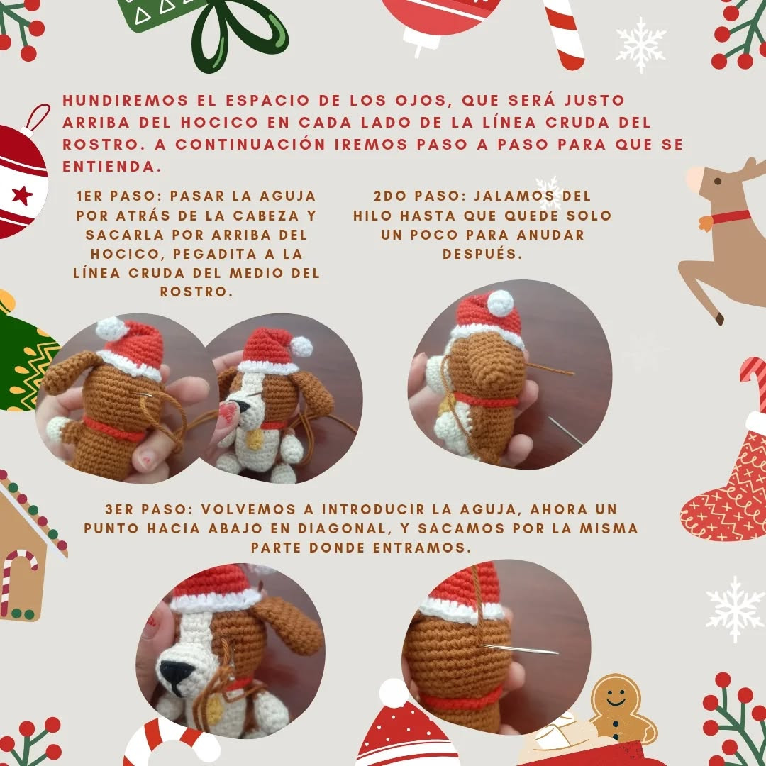 Patrón Gratuito amigurumi perrito navideño