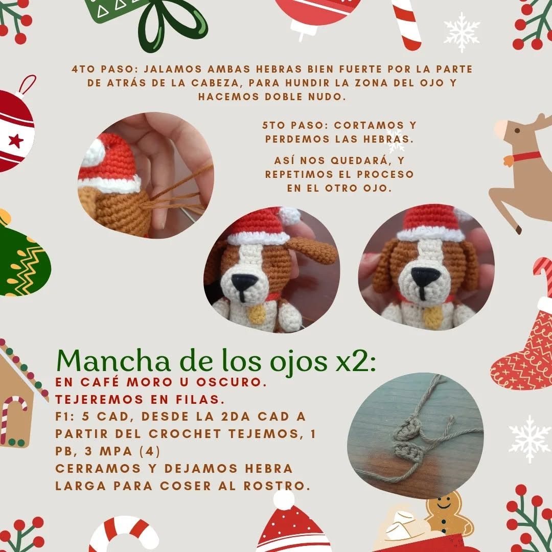 Patrón Gratuito amigurumi perrito navideño