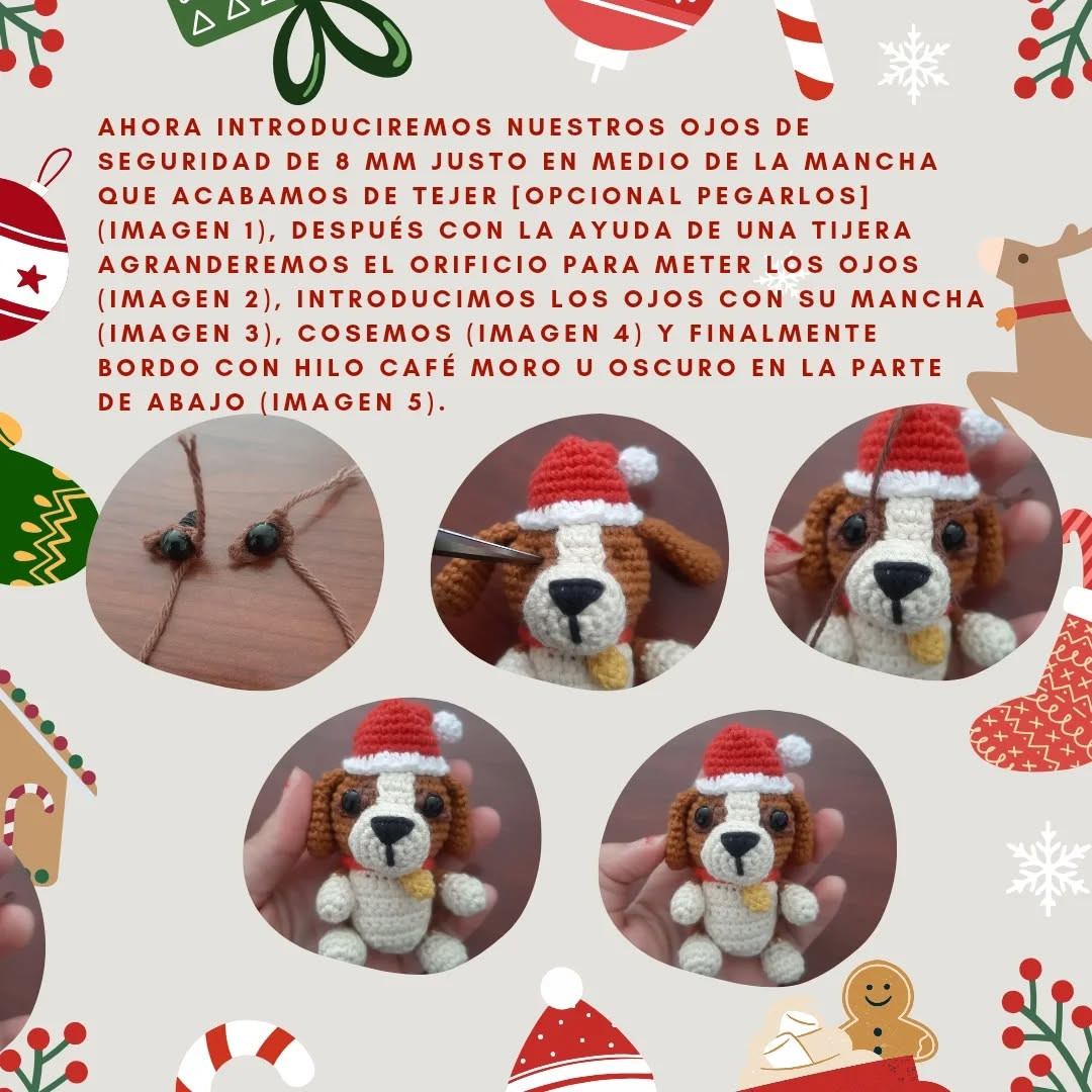Patrón Gratuito amigurumi perrito navideño