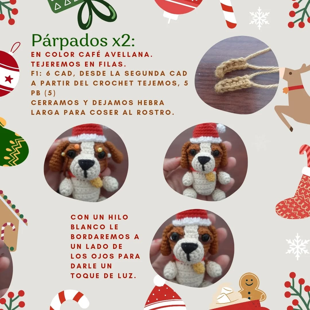 Patrón Gratuito amigurumi perrito navideño
