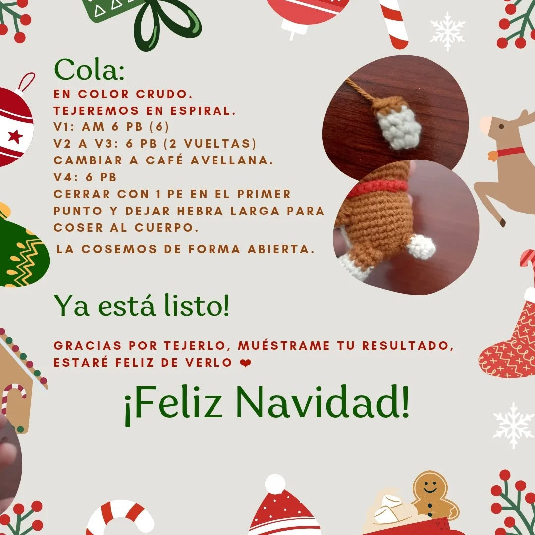 Patrón Gratuito amigurumi perrito navideño