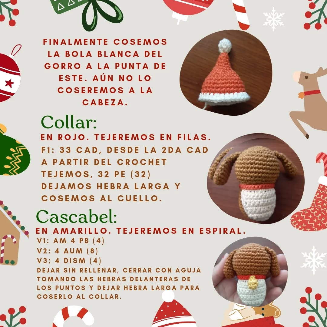 Patrón Gratuito amigurumi perrito navideño