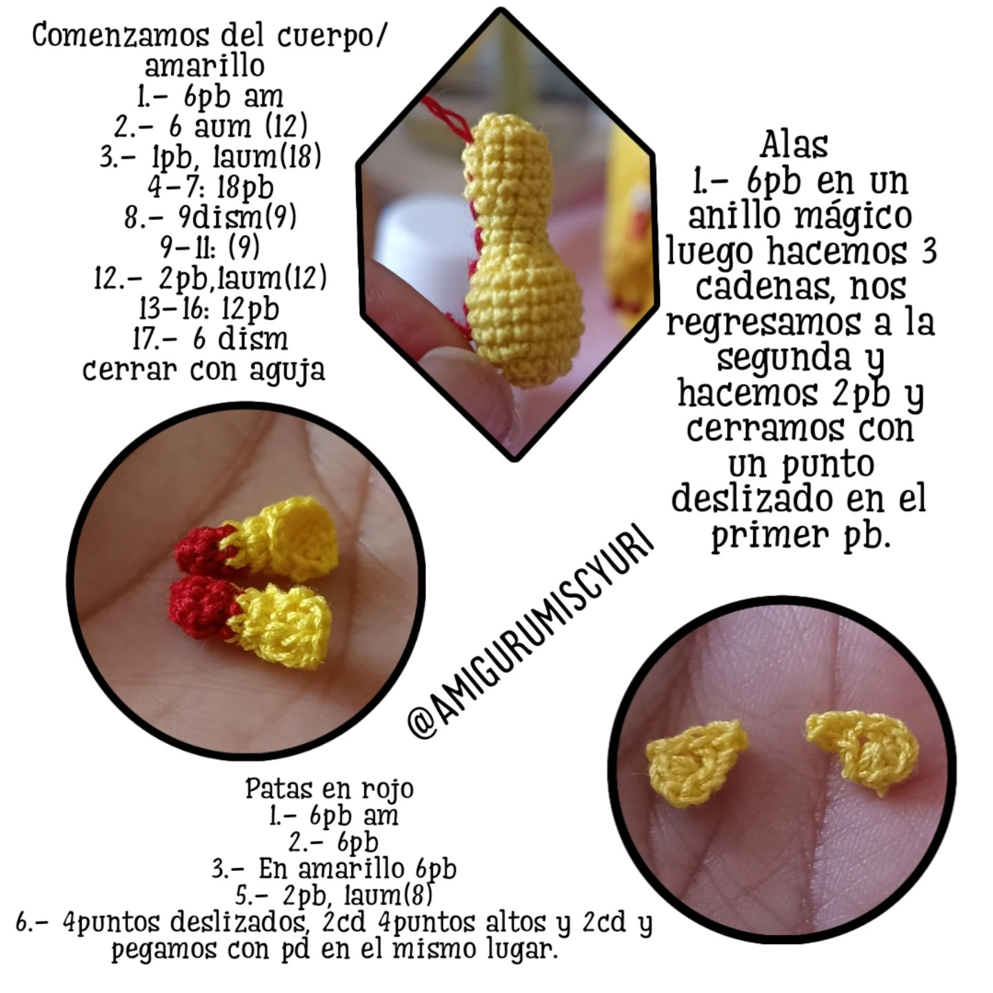 Patrón gratuito amigurumi Pollito Chillón