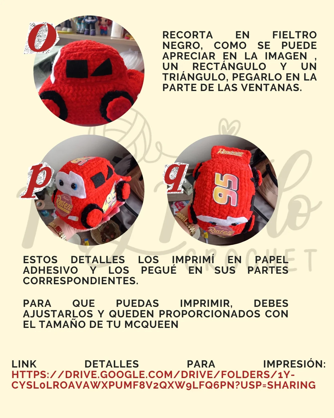 Patrón gratuito amigurumi Rayo McQueen