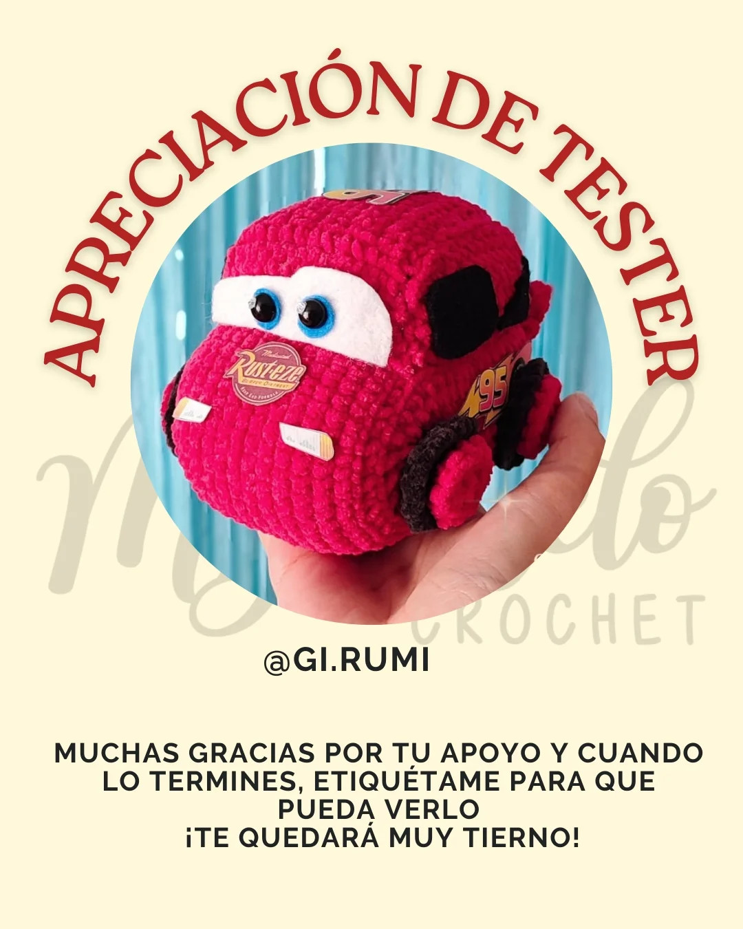 Patrón gratuito amigurumi Rayo McQueen