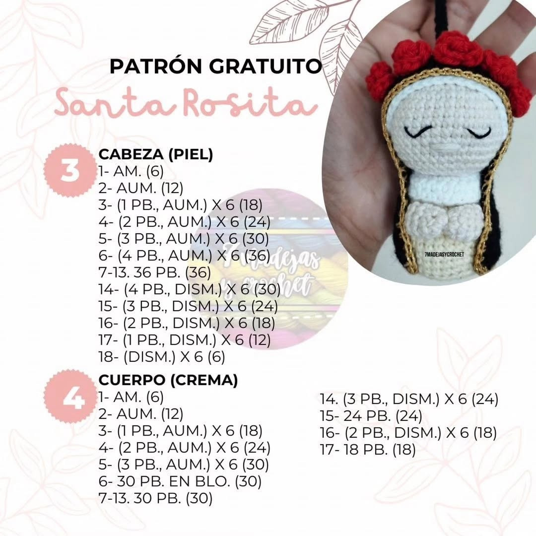 Patrón gratuito amigurumi Santa Rosita: guía completa de crochet