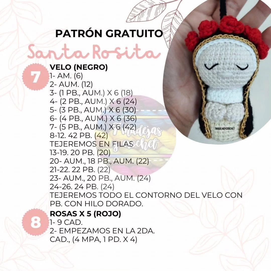Patrón gratuito amigurumi Santa Rosita: guía completa de crochet
