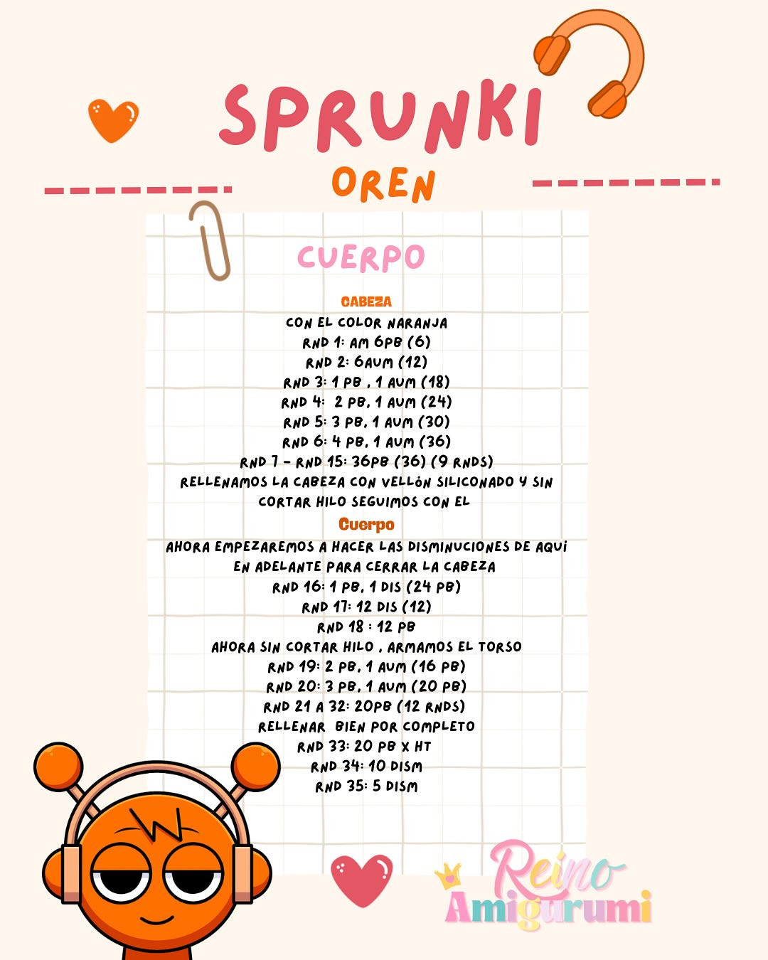 Patrón Gratuito Amigurumi Sprunko Oren