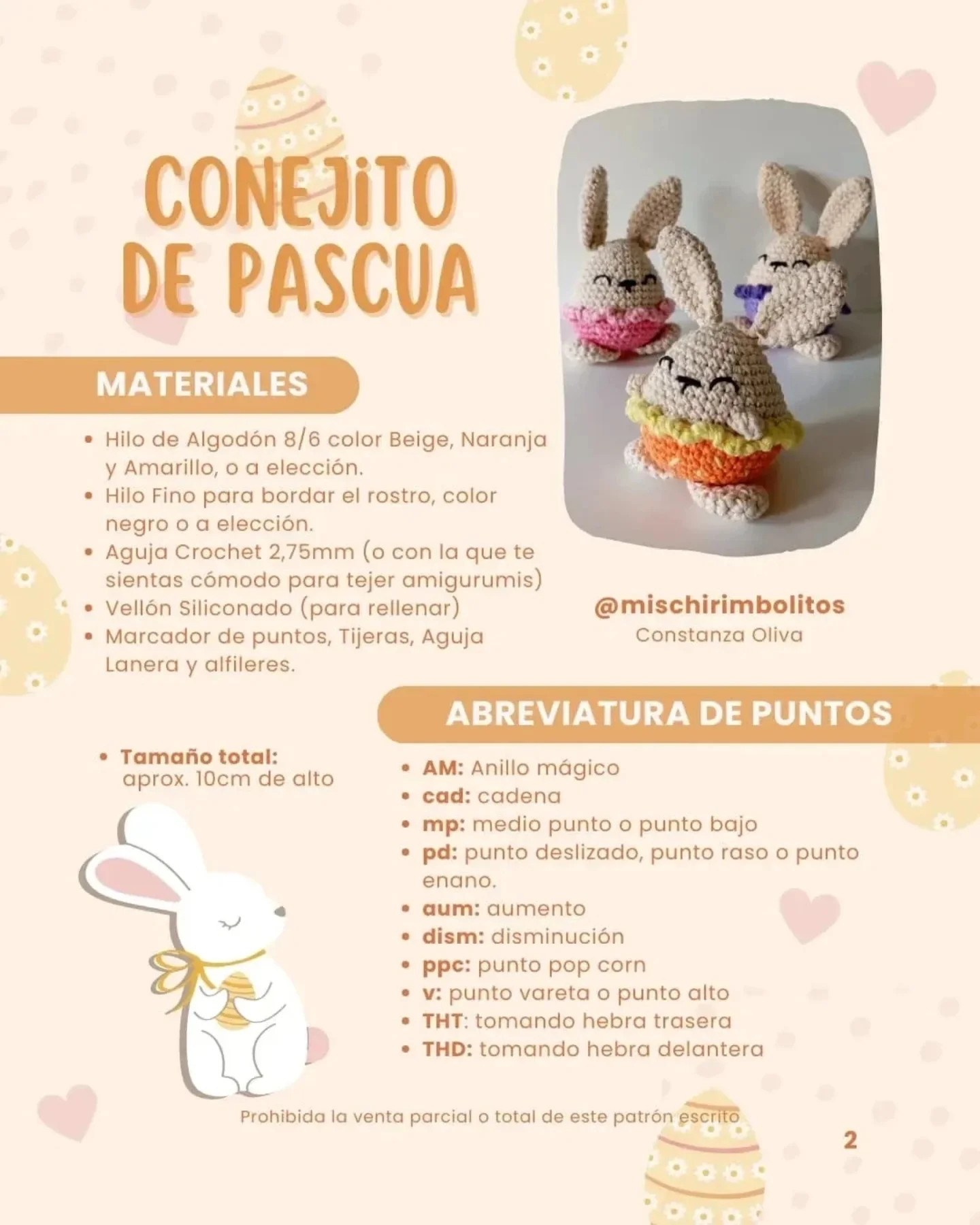 Patrón gratuito: Conejito de Pascua amigurumi
