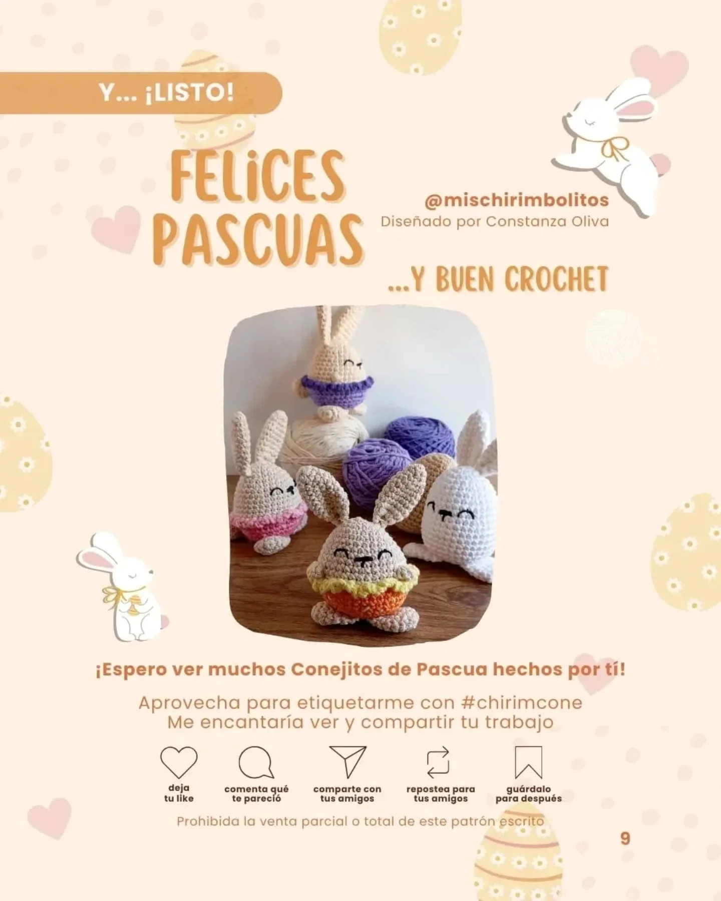 Patrón gratuito: Conejito de Pascua amigurumi