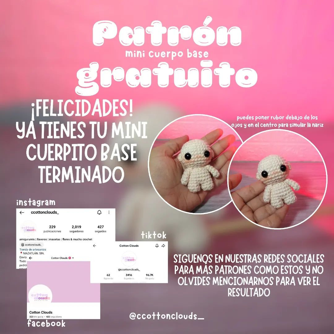 Patrón gratuito: Cuerpo mini amigurumi 7cm