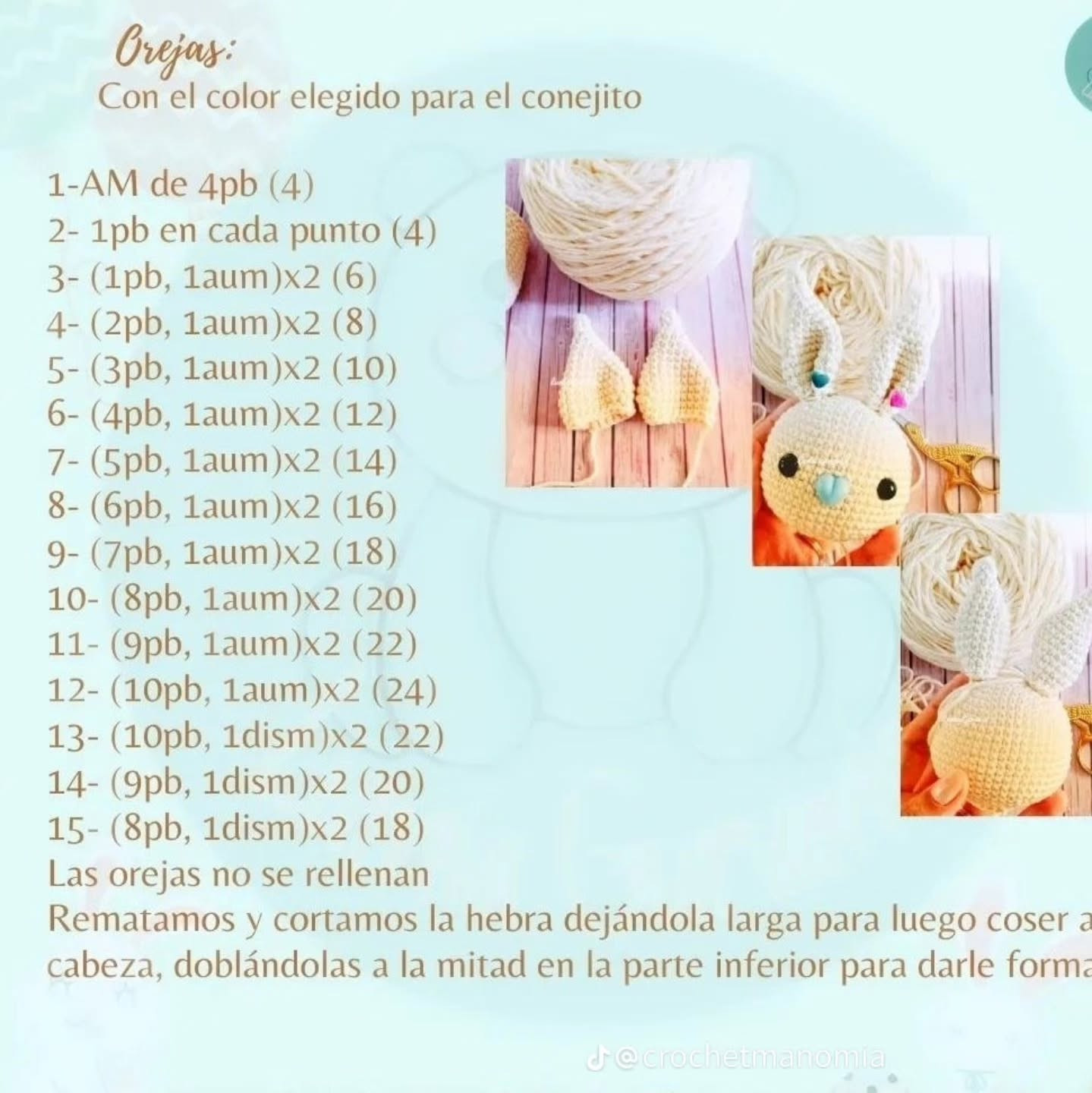 Patrón gratuito de amigurumi conejito de Pascua