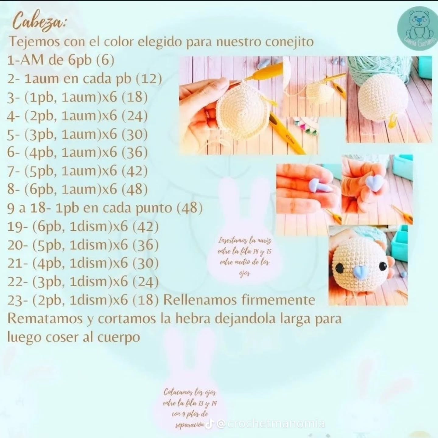 Patrón gratuito de amigurumi conejito de Pascua