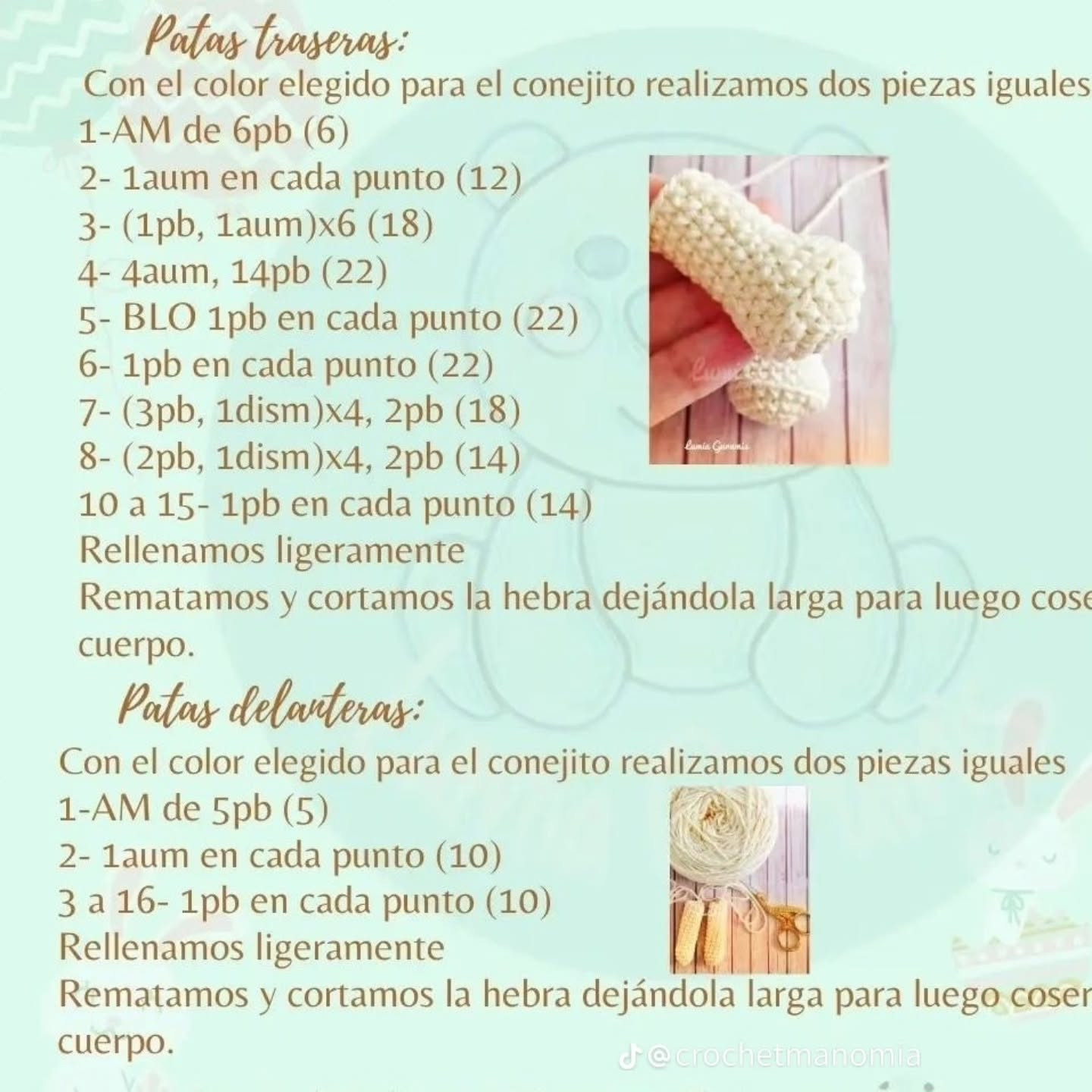Patrón gratuito de amigurumi conejito de Pascua