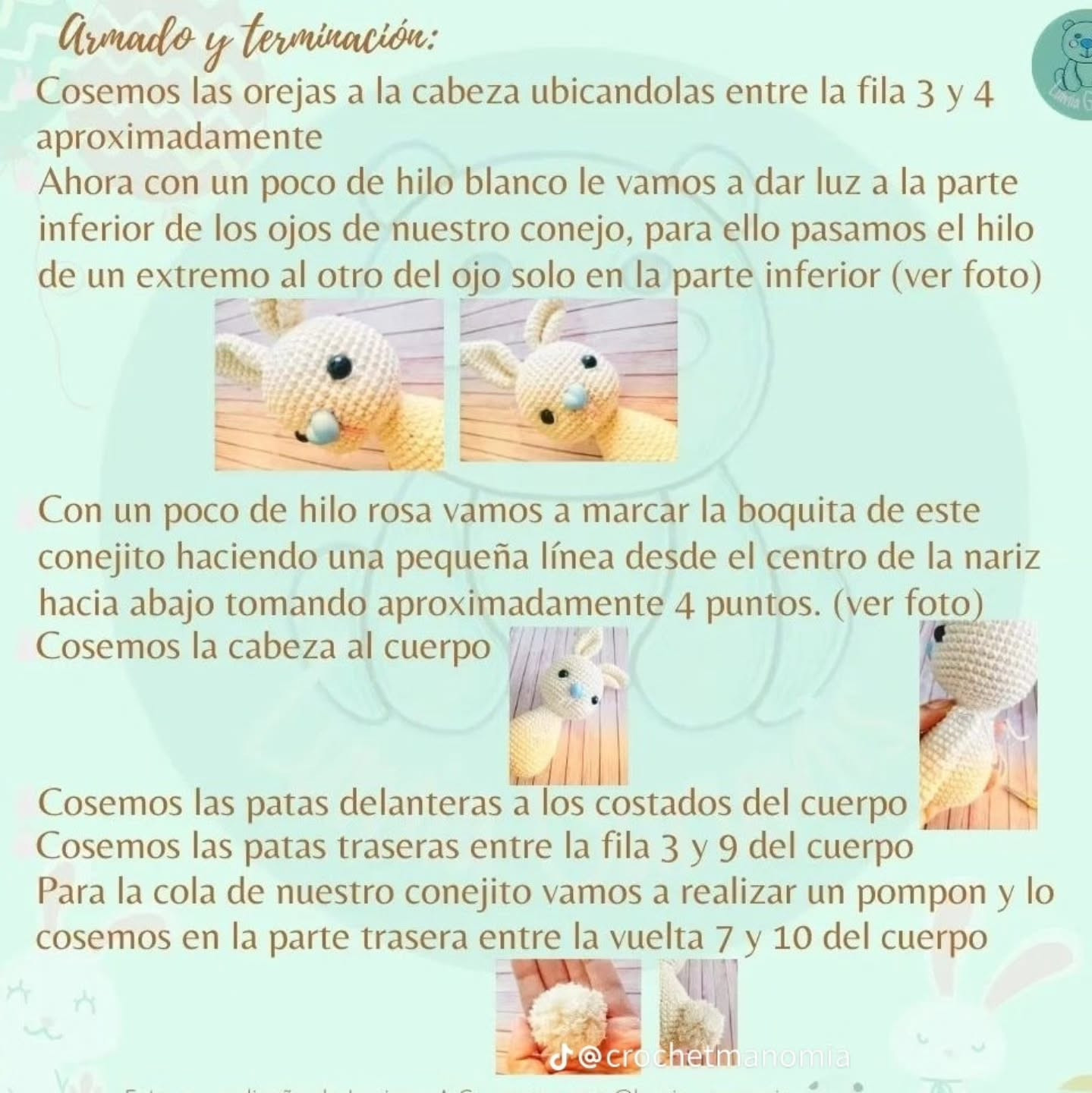 Patrón gratuito de amigurumi conejito de Pascua