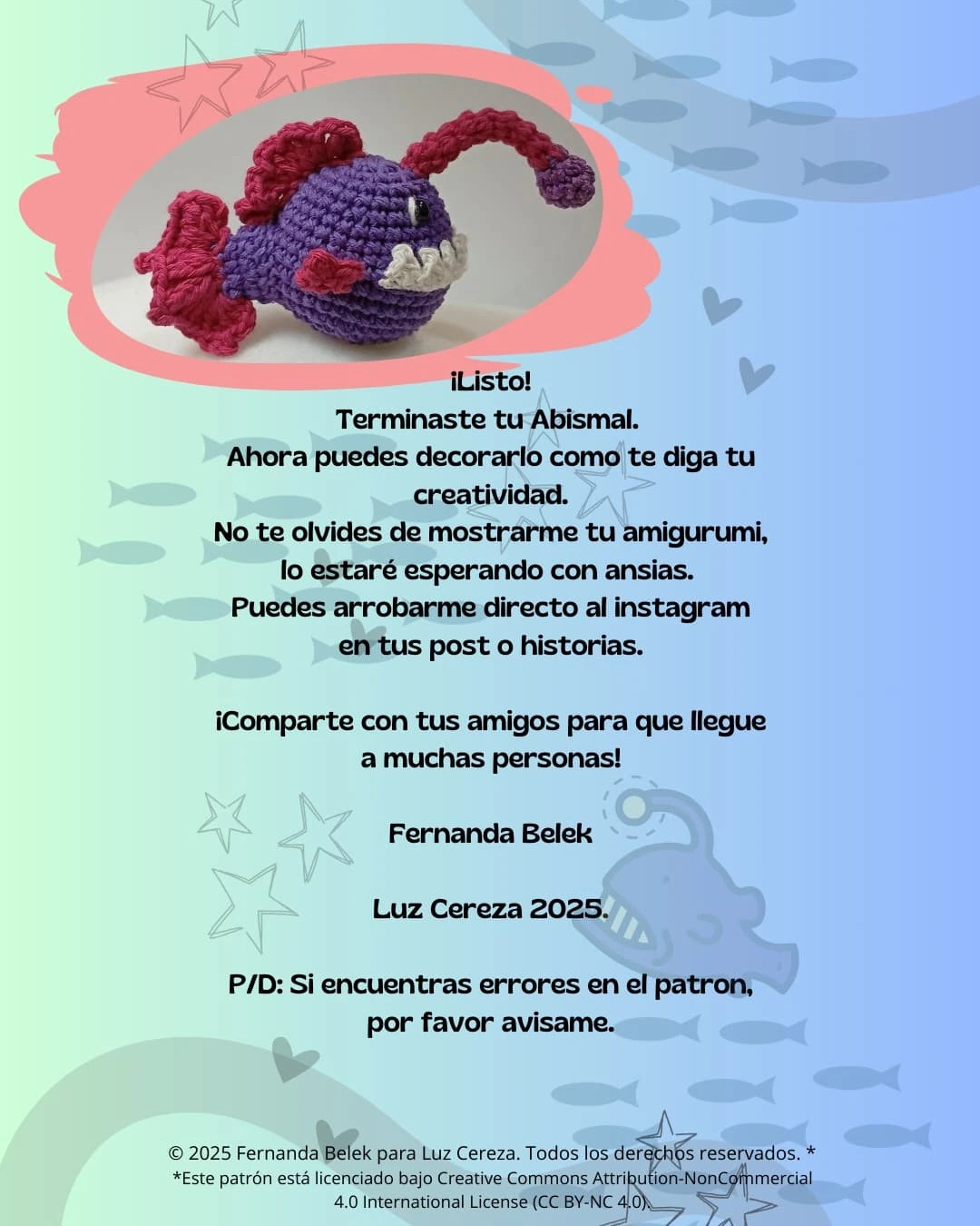 Patrón gratuito de amigurumi: Pez Abisal