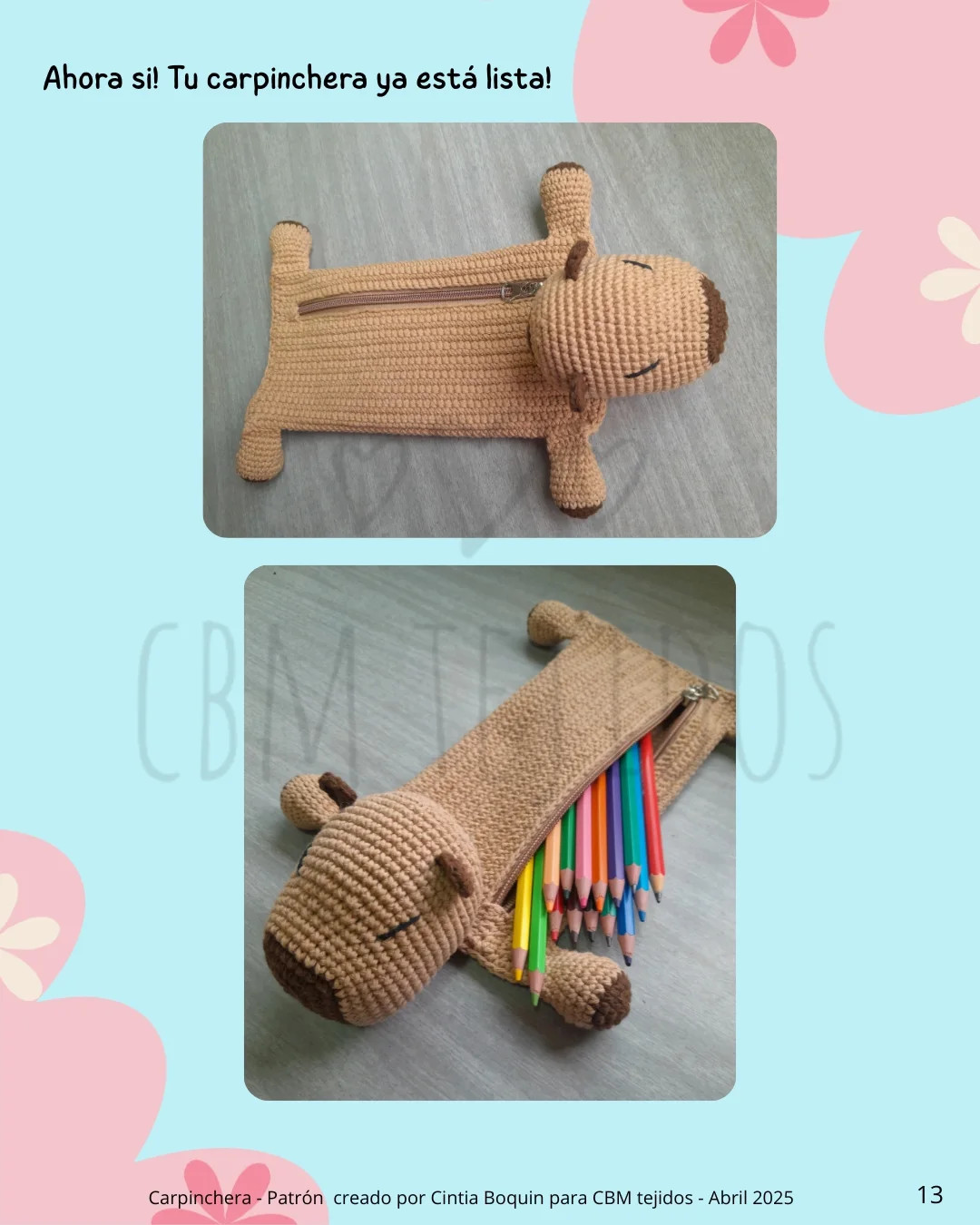 Patrón gratuito de estuche de lápices tejido a crochet