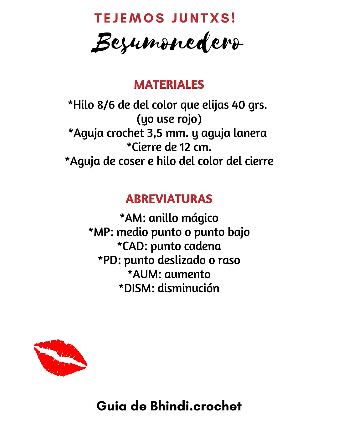 Patrón gratuito de monedero con forma de labios