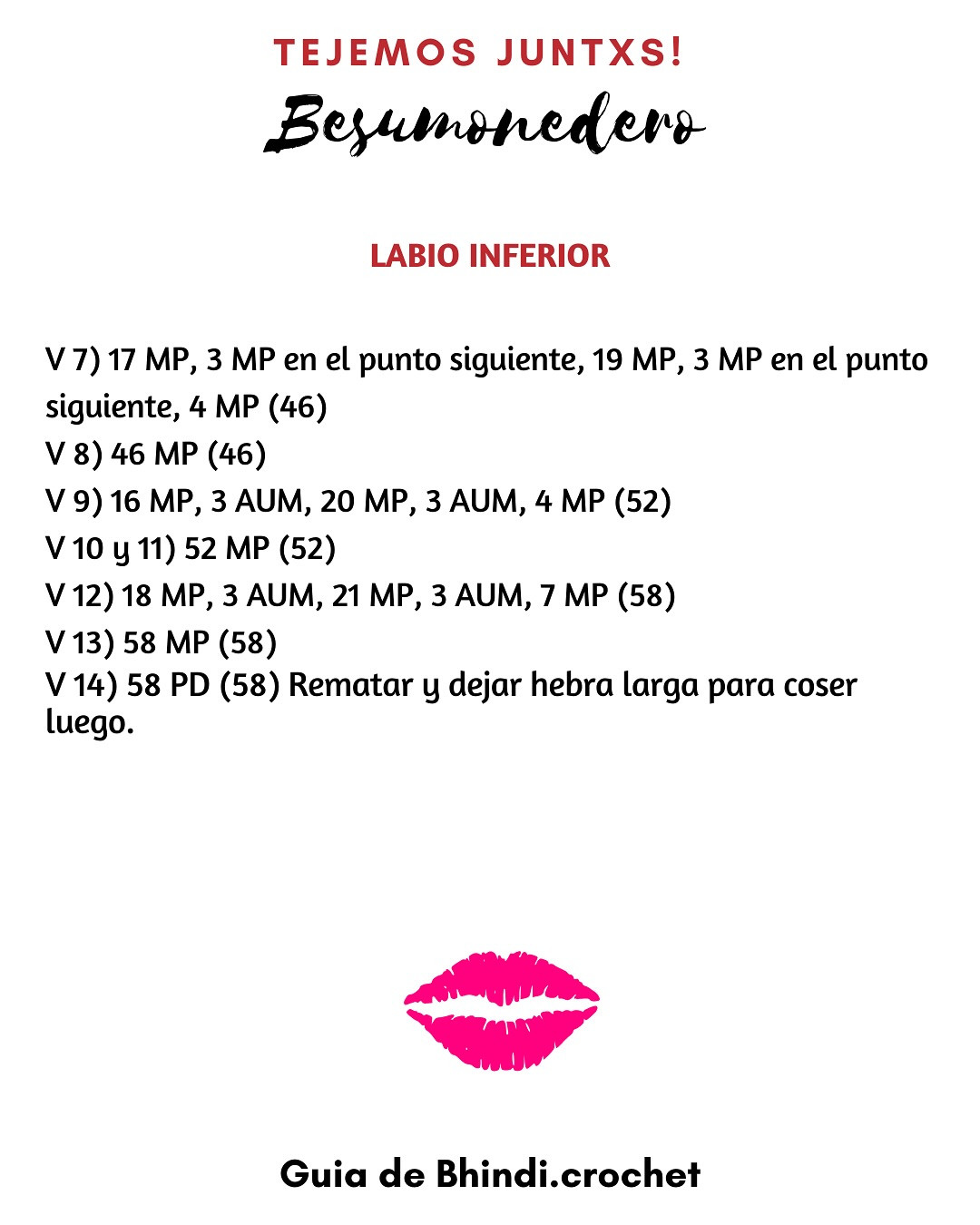 Patrón gratuito de monedero con forma de labios