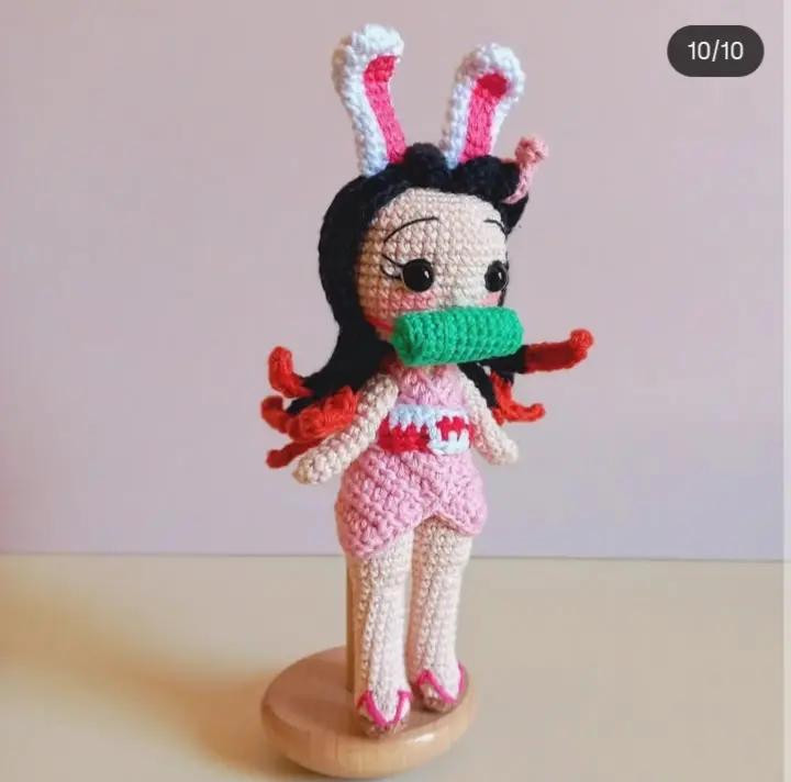 Patrón gratuito de Nezuko Bunny amigurumi