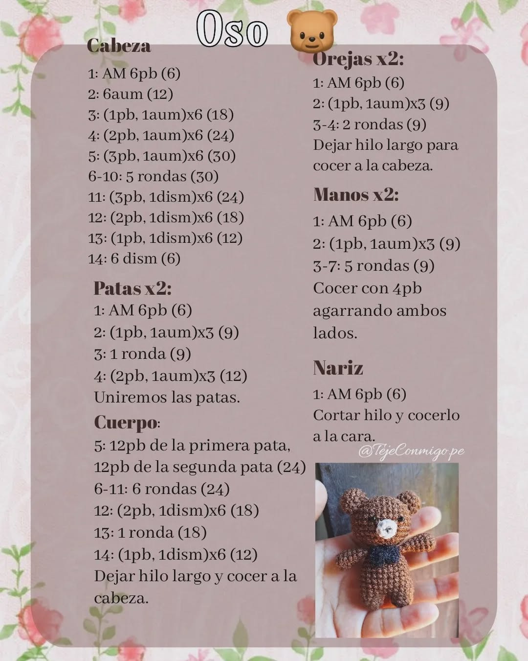 Patrón Gratuito de Ositos Amigurumi
