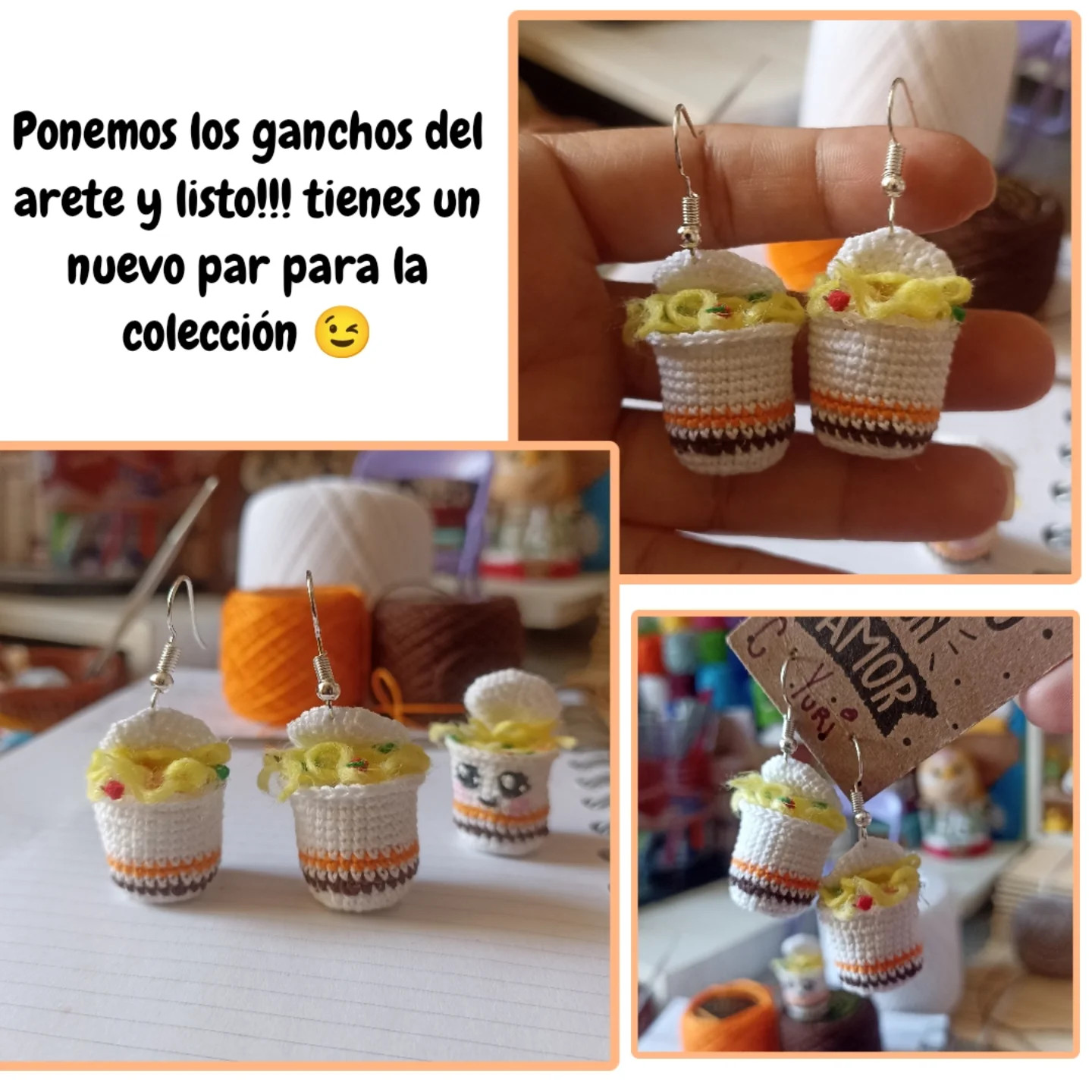 Patrón gratuito de pendientes Maruchan amigurumi