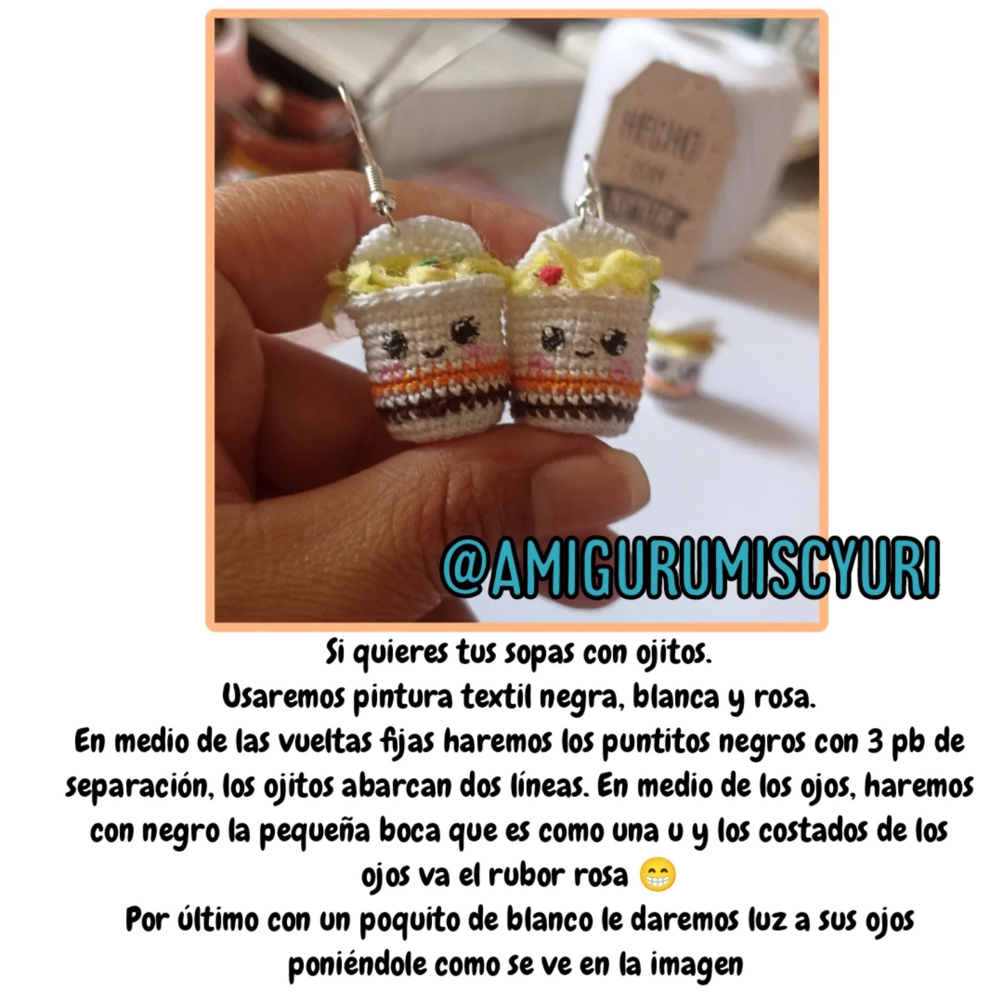 Patrón gratuito de pendientes Maruchan amigurumi