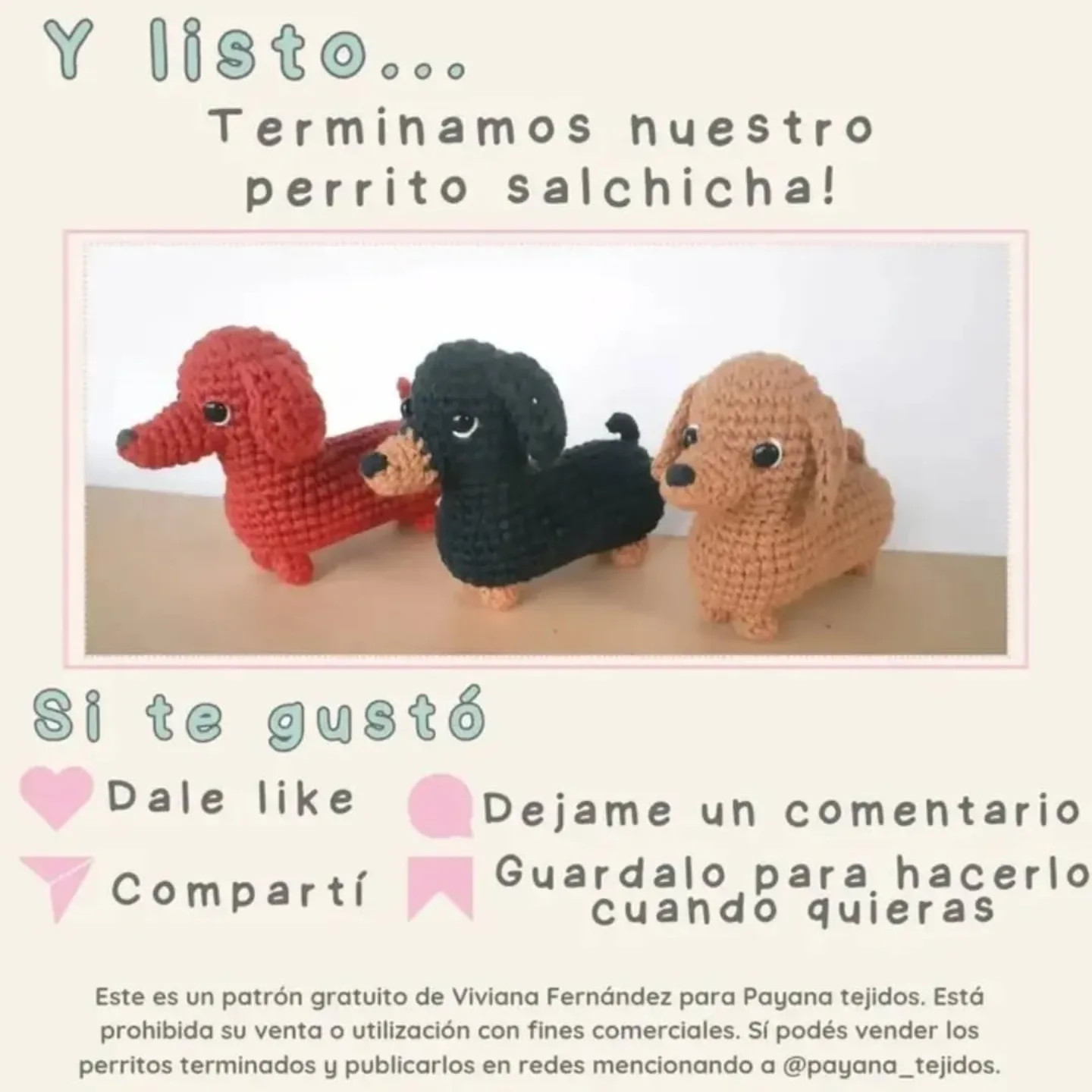 Patrón gratuito de perro salchicha amigurumi