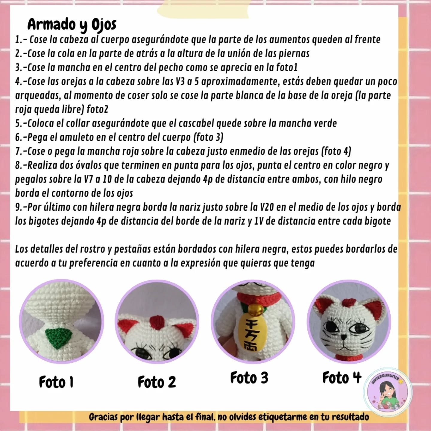 Patrón Gratuito Gato Turbo Abuela Amigurumi