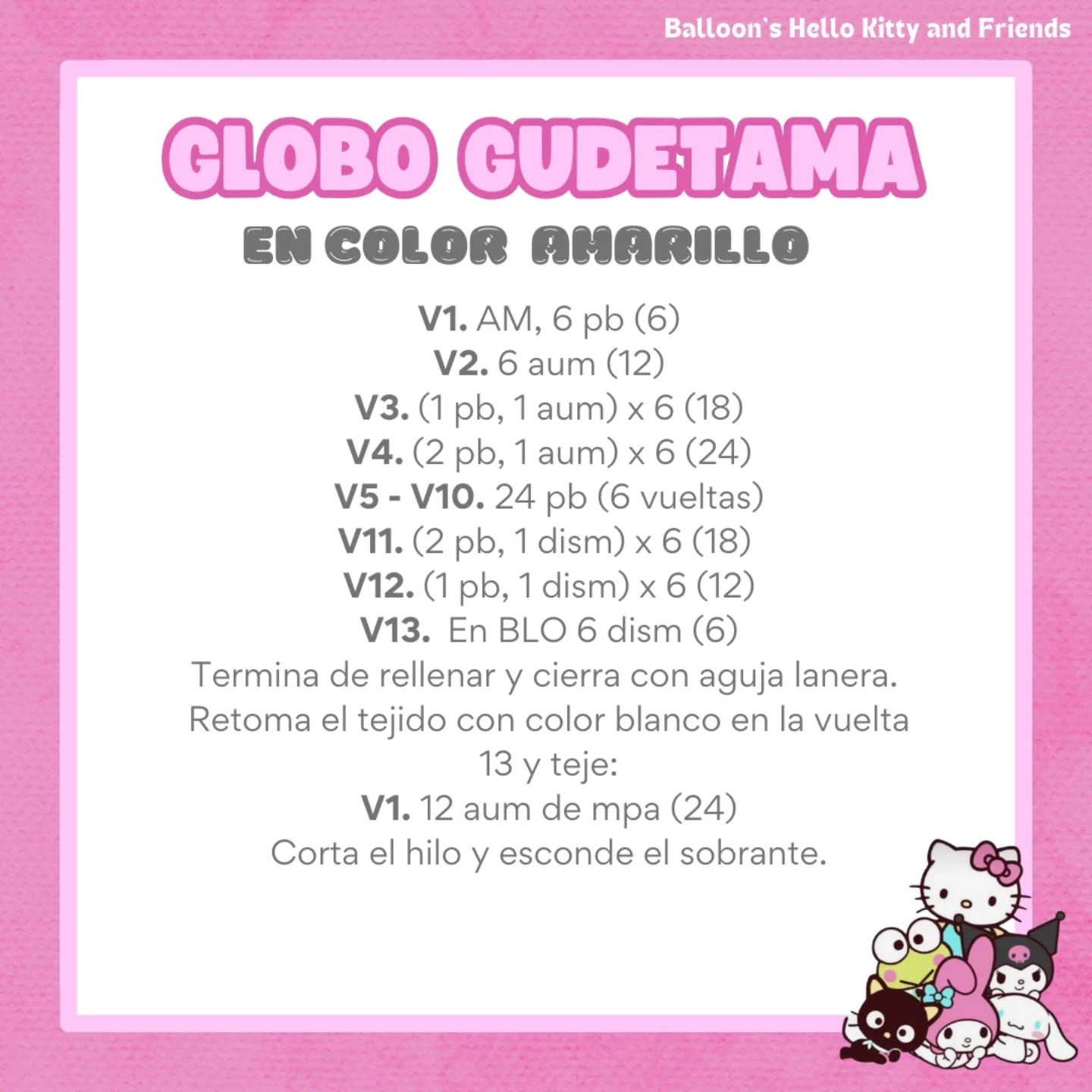 Patrón gratuito: Gudetama globo amigurumi