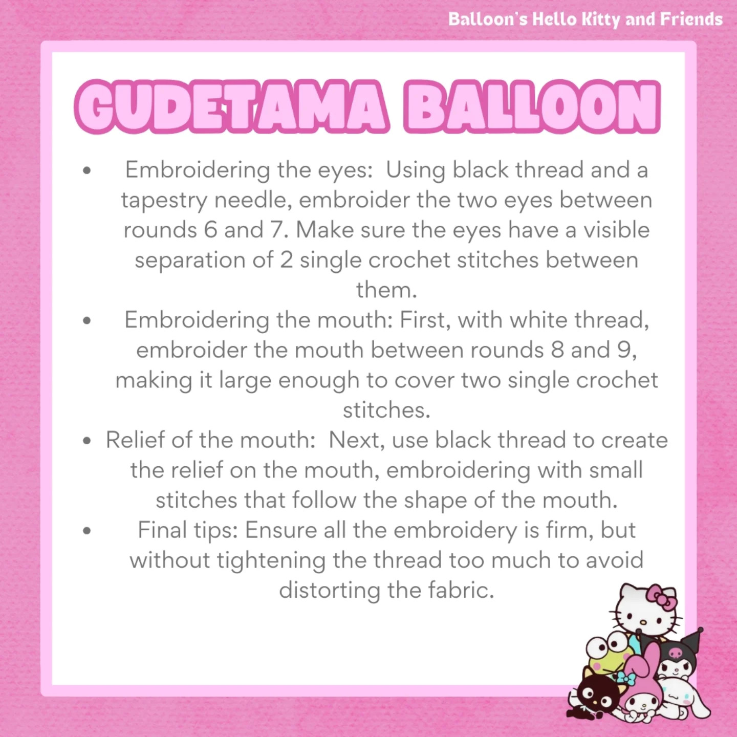 Patrón gratuito: Gudetama globo amigurumi