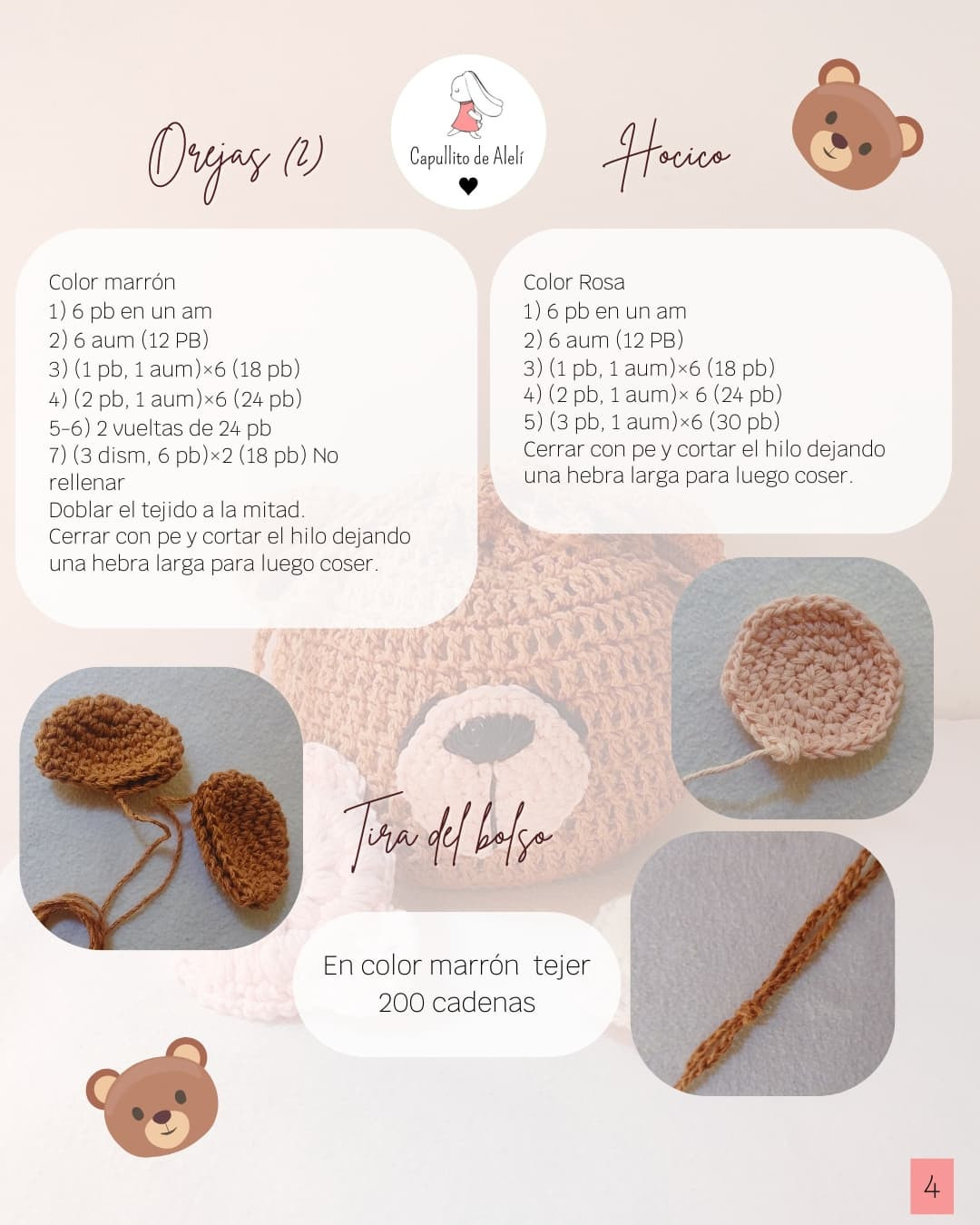 Patrón gratuito: Kit spa de oso tejido a crochet