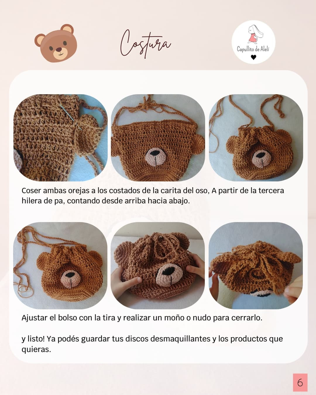 Patrón gratuito: Kit spa de oso tejido a crochet