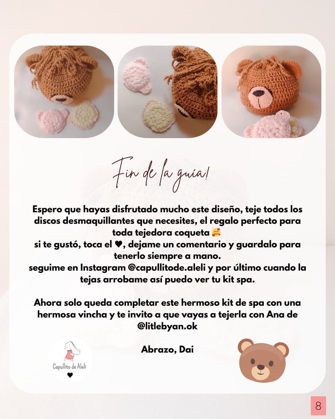 Patrón gratuito: Kit spa de oso tejido a crochet