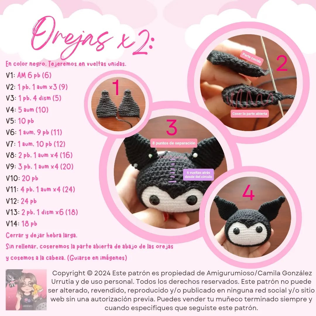 Patrón Gratuito Kuromi Amigurumi