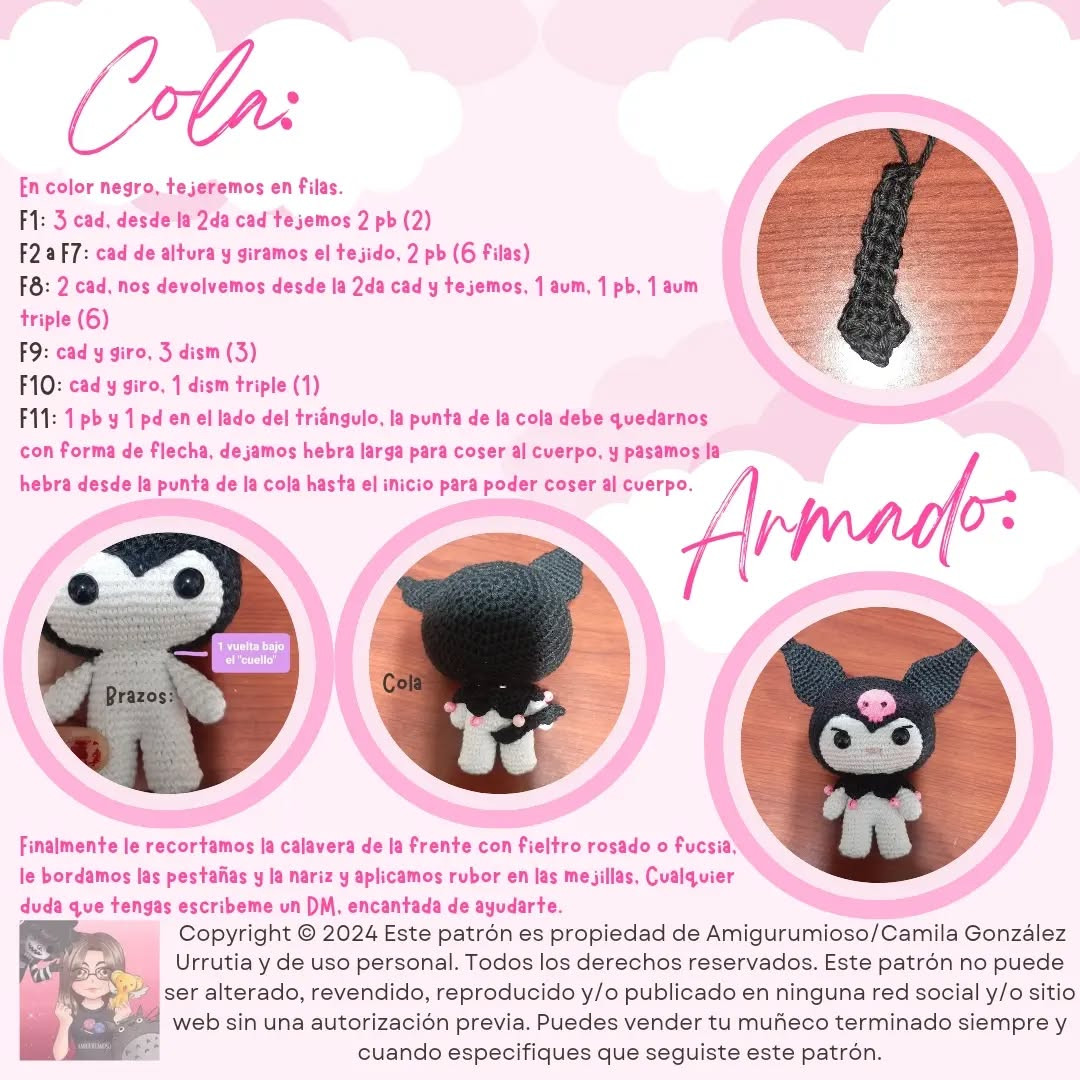 Patrón Gratuito Kuromi Amigurumi